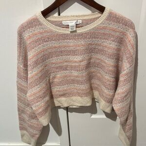 Altar'd State Striped Sweater - Pink, Cream, and Gray